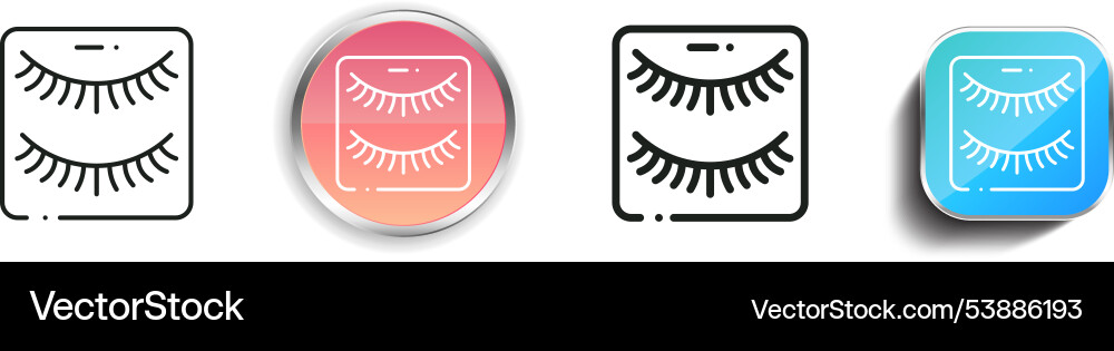 Eyelashes icon thin linear regular and button Eyelashes icon thin linear regular and button vector image