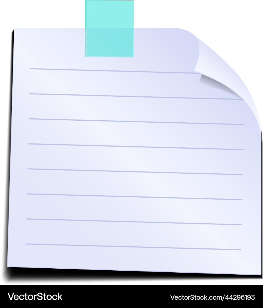 Message note mockup lined paper memo sheet Message note mockup lined paper memo sheet vector image