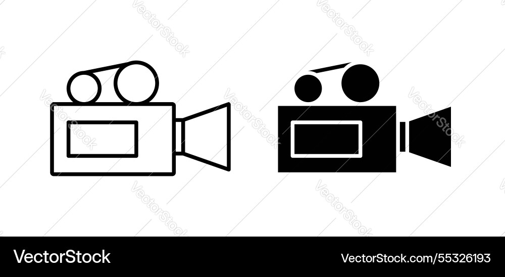 Video camera icons pack in black flat and strokes Vector Image