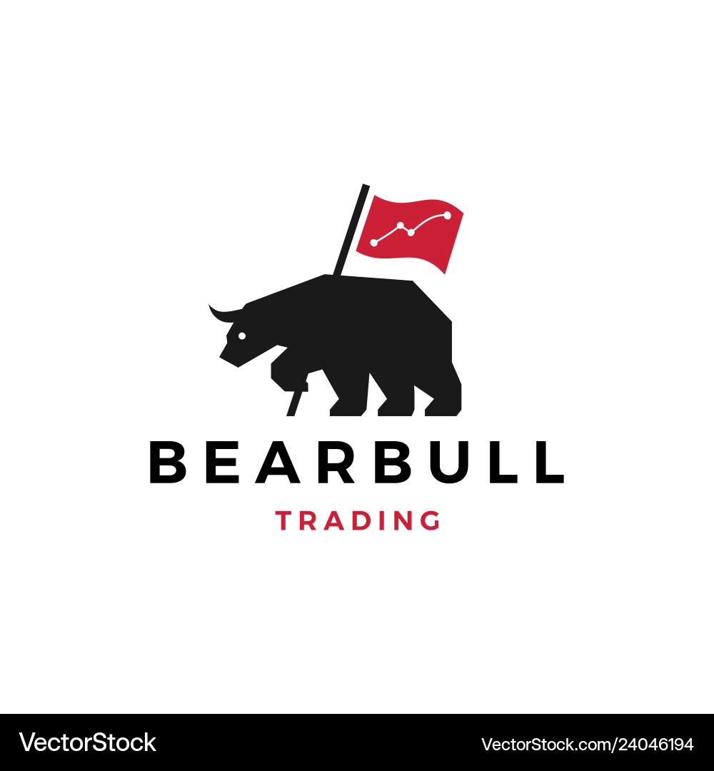 Bear bull trading logo Bear bull trading logo vector image