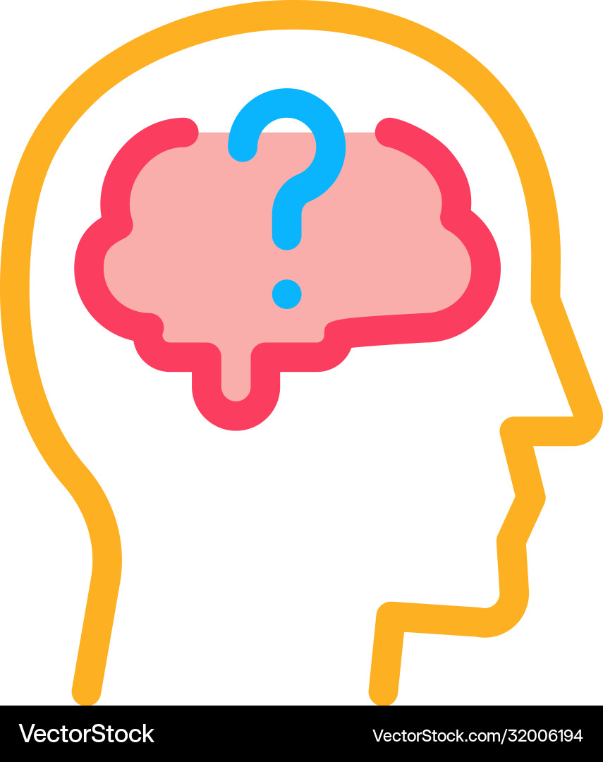 Brain with Question Mark Icon Vector Image