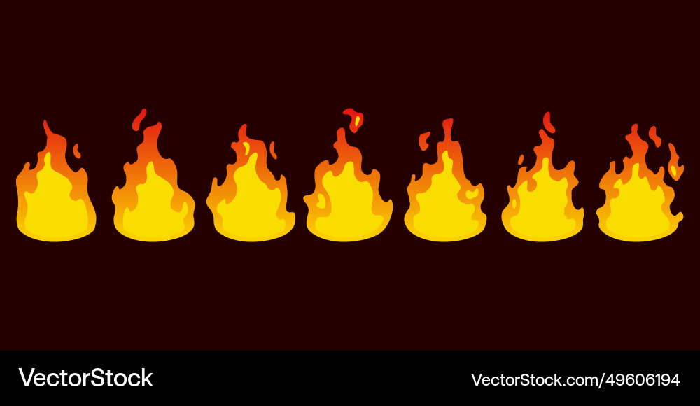Fire animation sprites set of red and orange Fire animation sprites set of red and orange vector image