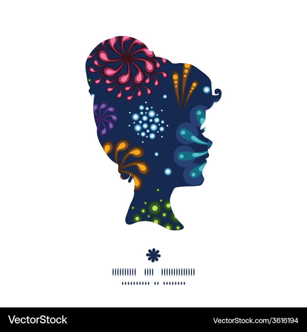 Holiday fireworks girl portrait silhouette pattern Vector Image