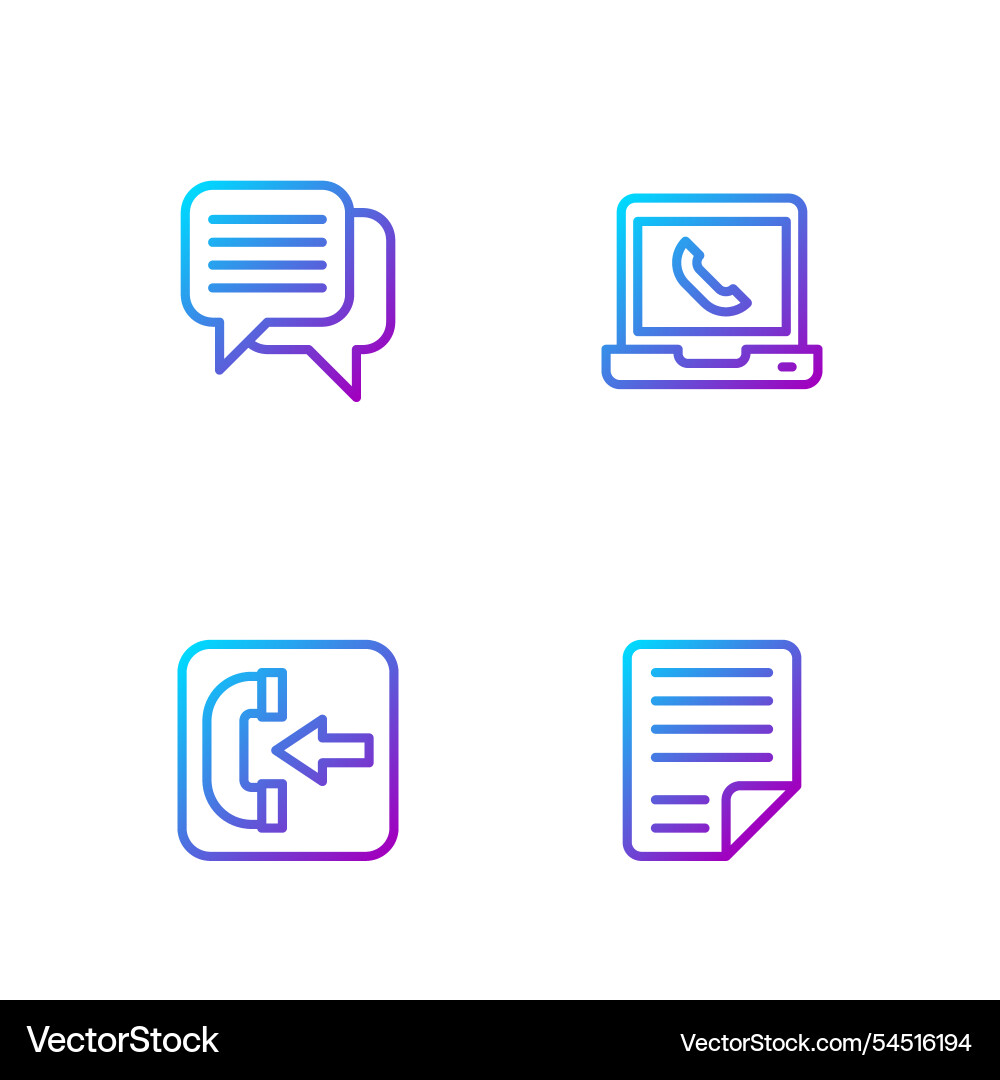 Set line file document incoming call phone speech Set line file document incoming call phone speech vector image