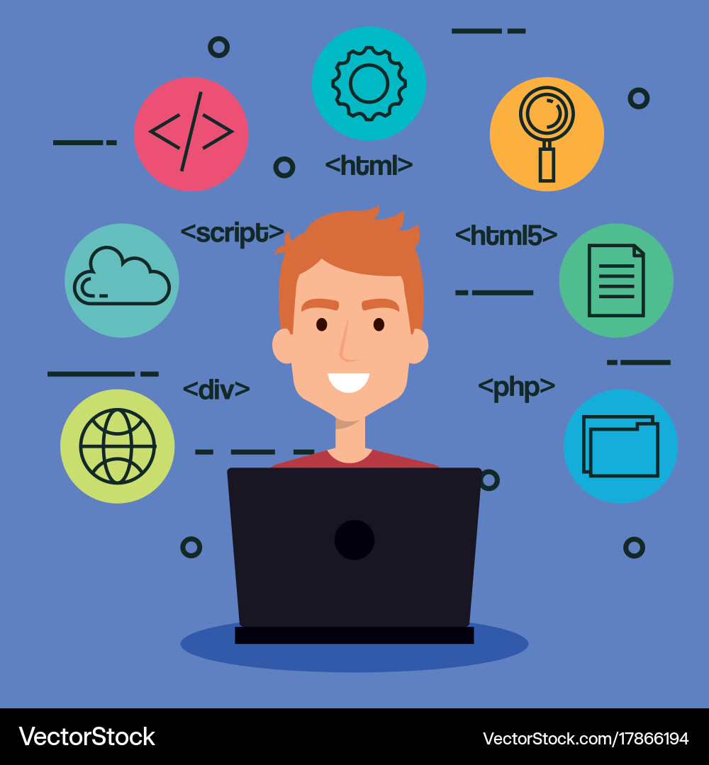 Technology Programmer Icon Set vector image