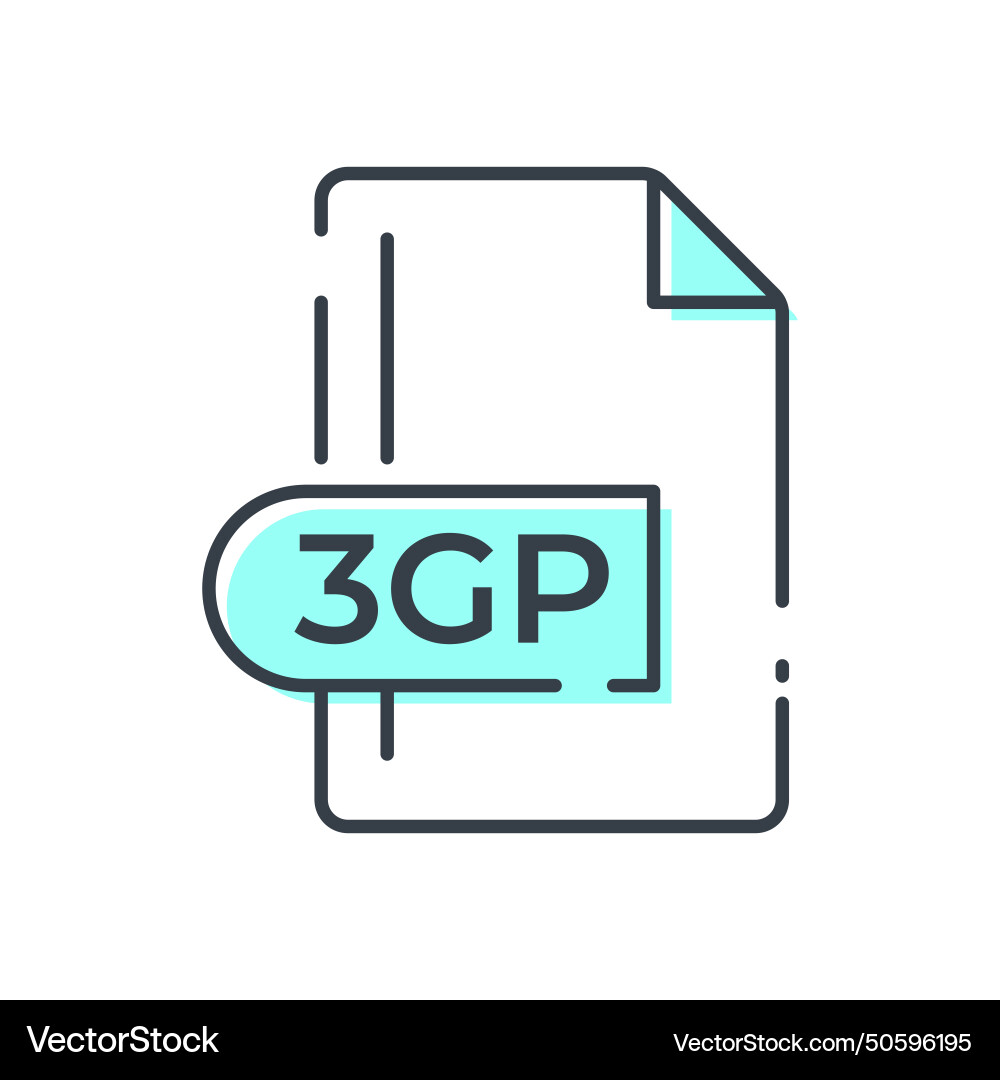 3gp file format icon extension filled vector image