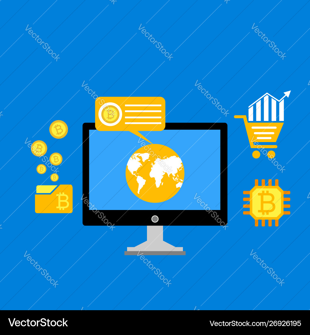 Blockchain scheme mining crypto currency server Vector Image
