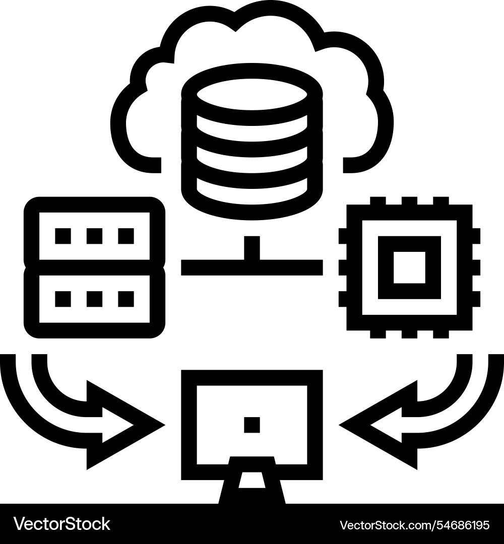 Edge computing node data center line icon Edge computing node data center line icon vector image