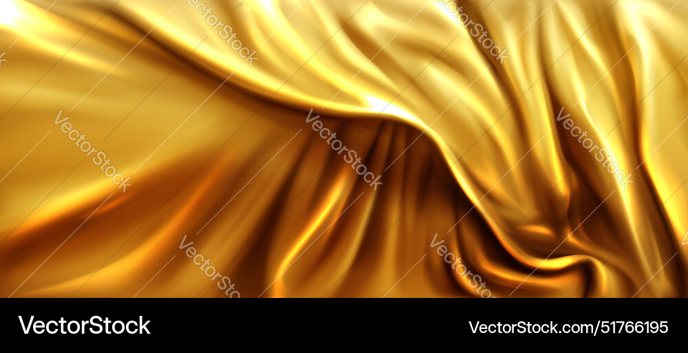 Golden silk or satin cloth with folds and creases Golden silk or satin cloth with folds and creases vector image