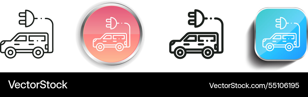 Hybrid car icon thin linear regular and button vector image