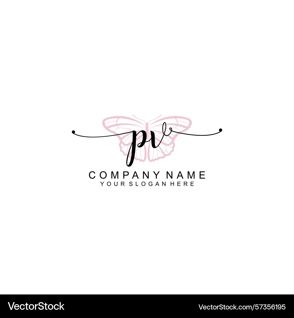 Minimalist handwritten pv initial logos with soft Vector Image