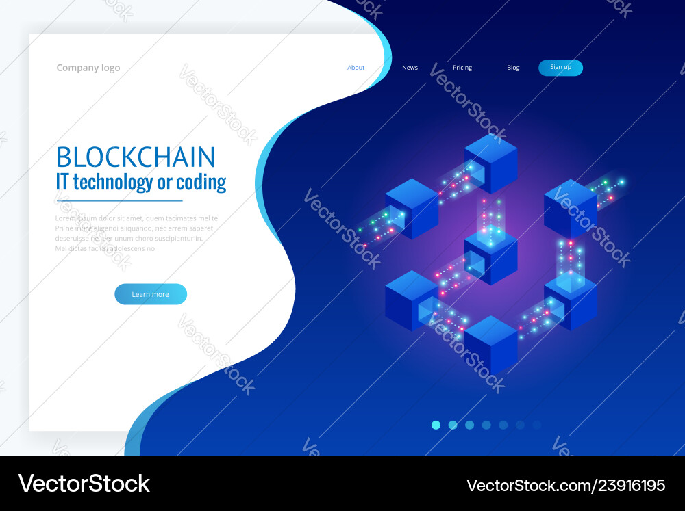 Quantum Blockchain Tech Isometric vector image