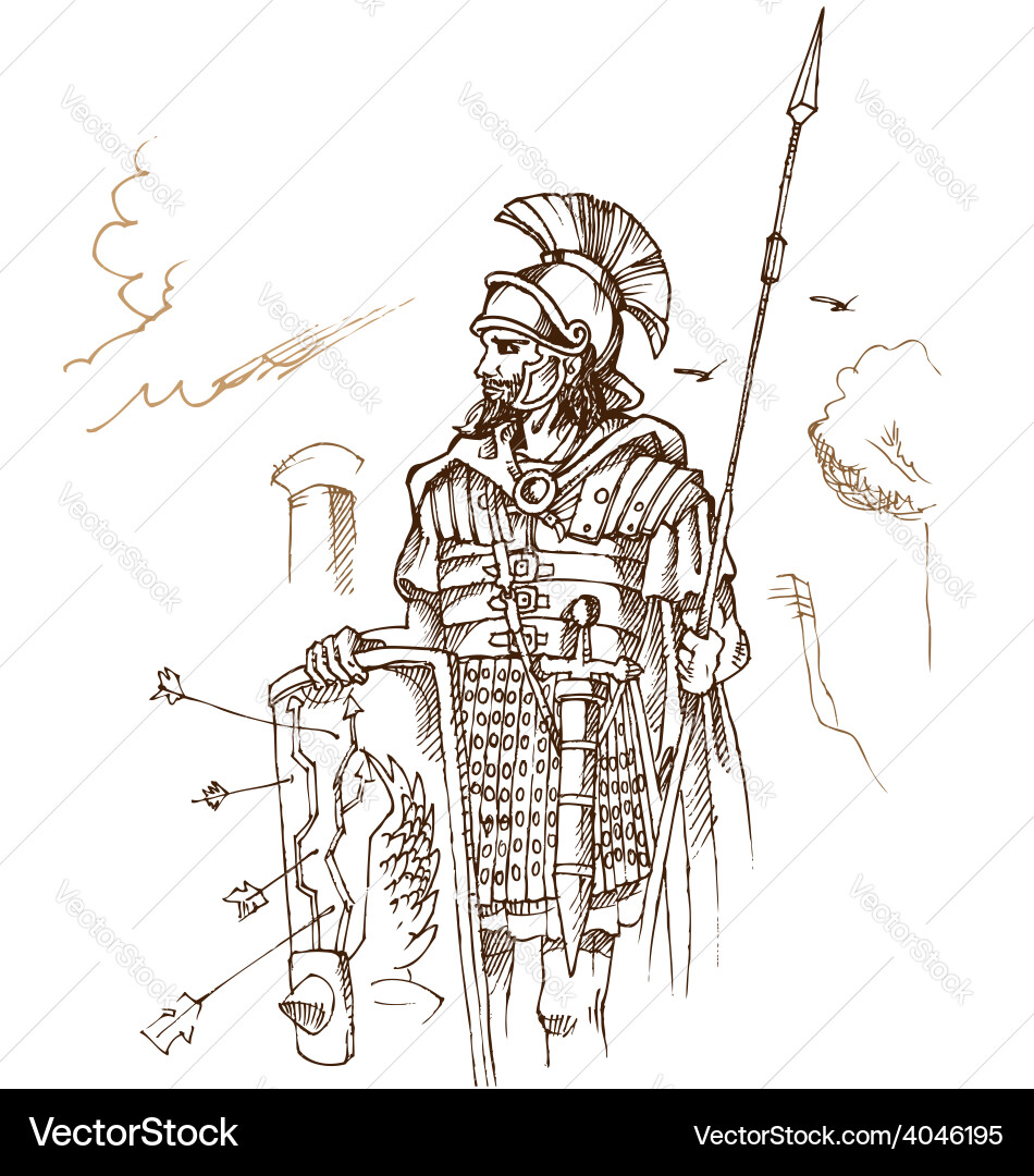 Roman Warrior Sketch Royalty Free Vector Image