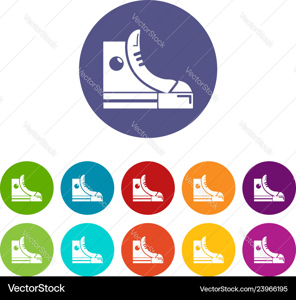 Sneakers hipster shoes icons set color Sneakers hipster shoes icons set color vector image