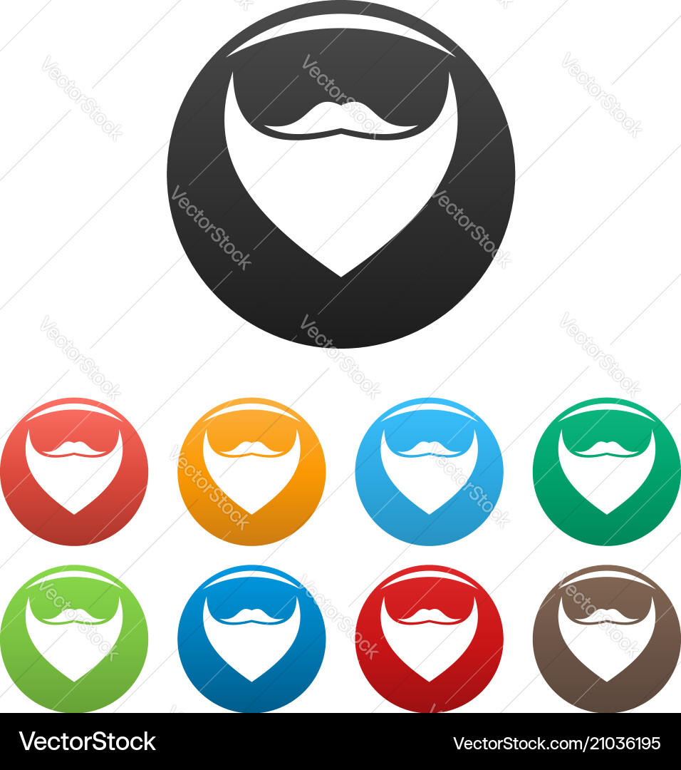 Triangular beard icons set color vector image