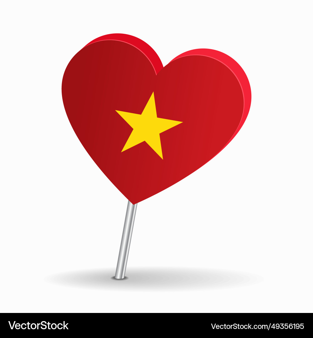 Vietnamese flag heart-shaped map pointer layout Vietnamese flag heart-shaped map pointer layout vector image