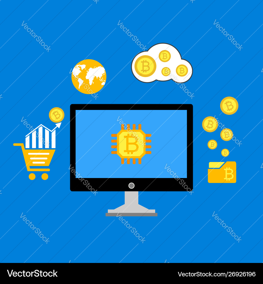 Blockchain scheme mining crypto currency server Vector Image