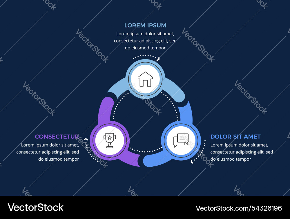 Circular diagram with three elements Circular diagram with three elements vector image