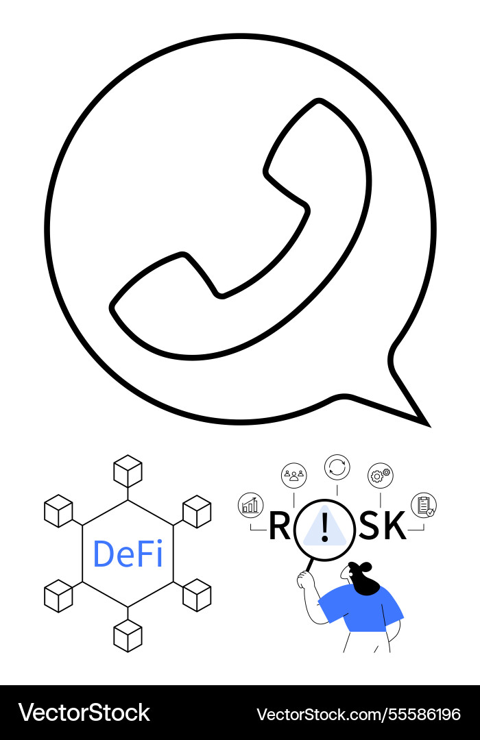 Communication defi blockchain network and risk Vector Image