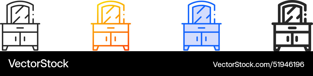 Dressing table iconthin linear gradient blue Dressing table iconthin linear gradient blue vector image