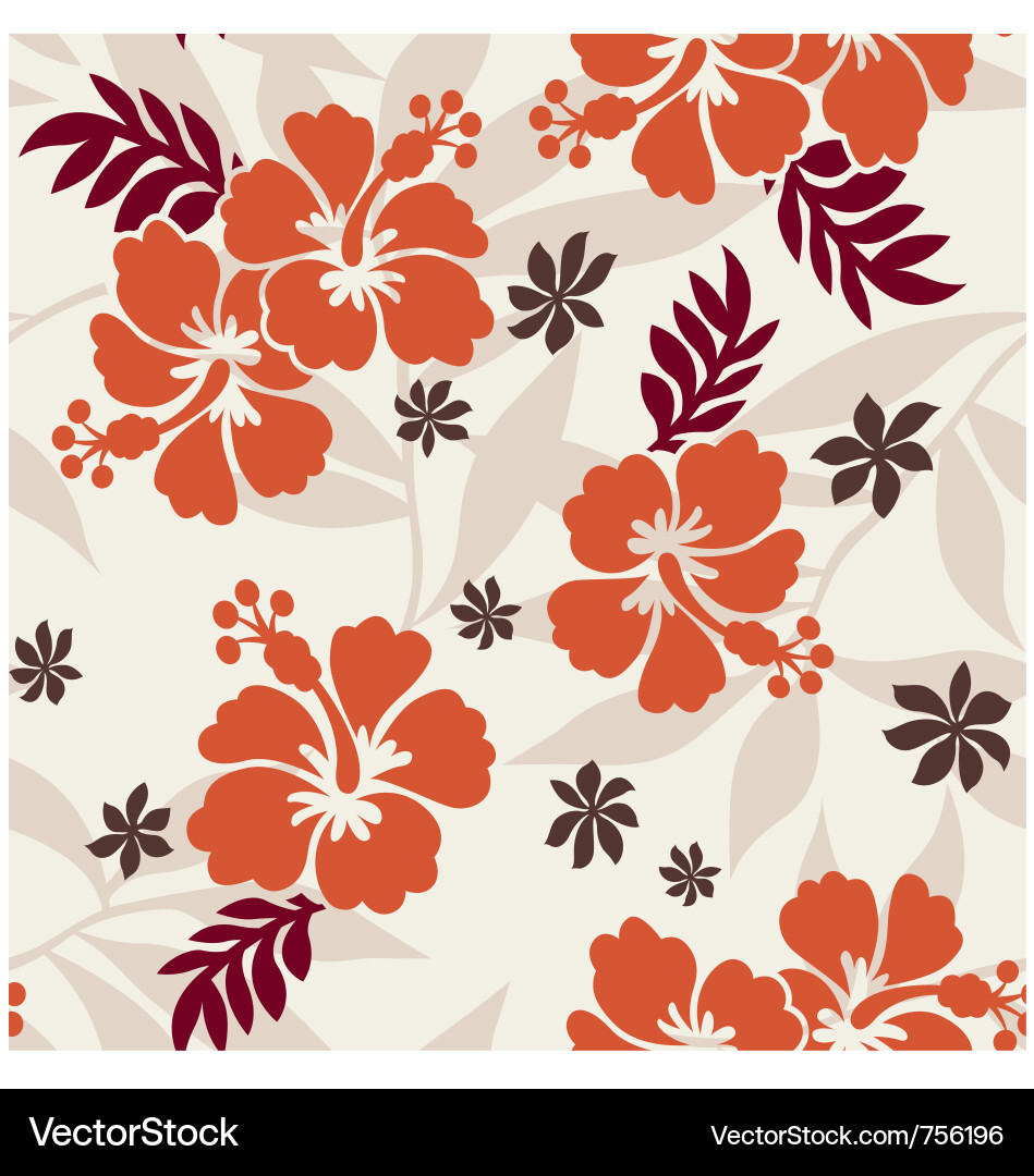 Hibiscus seamless flower pattern Royalty Free Vector Image