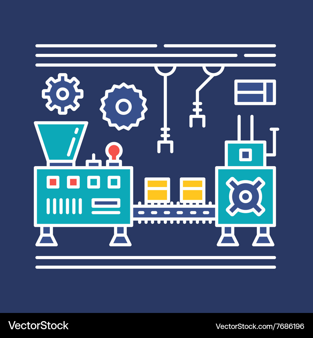 Line art for abstract factory processing design Vector Image