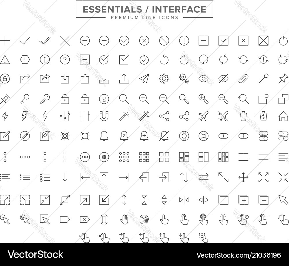Line Interface Icons - Essentials vector image