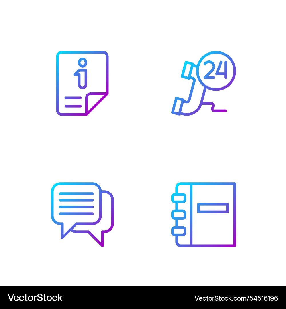 Set line notebook speech bubble chat information Set line notebook speech bubble chat information vector image