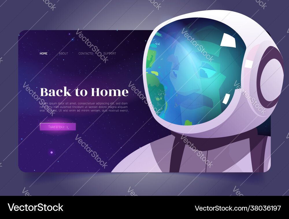 Back to home cartoon landing page with astronaut Back to home cartoon landing page with astronaut vector image