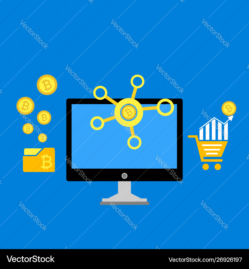 Blockchain scheme mining crypto currency server Blockchain scheme mining crypto currency server vector image