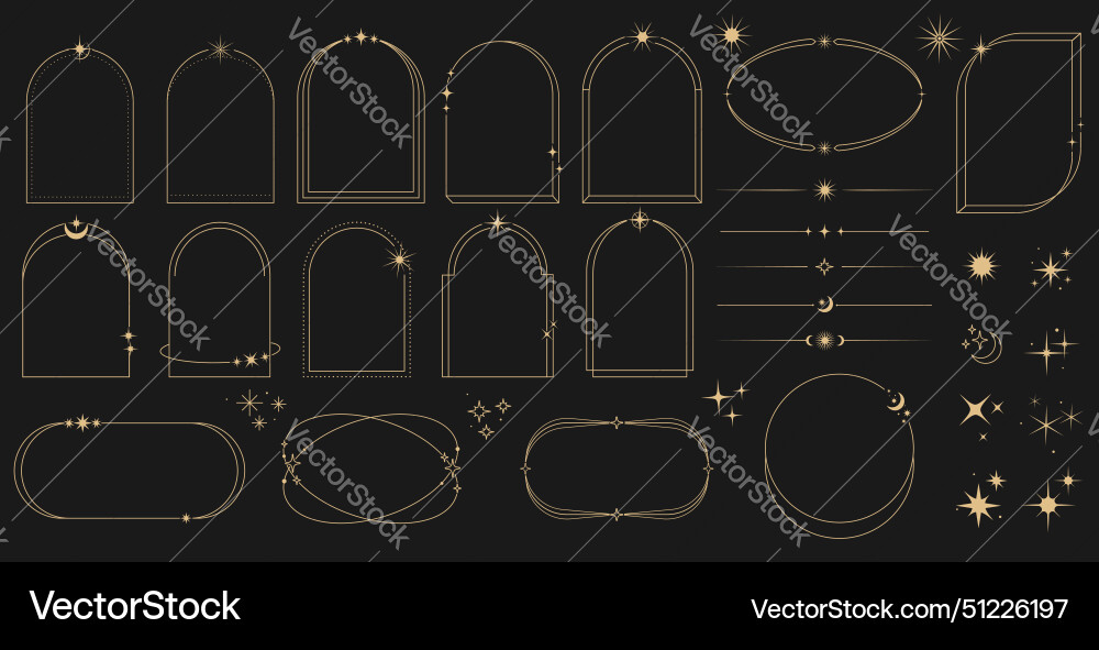 Celestial frame arch and border y2k bohemian arcs Celestial frame arch and border y2k bohemian arcs vector image