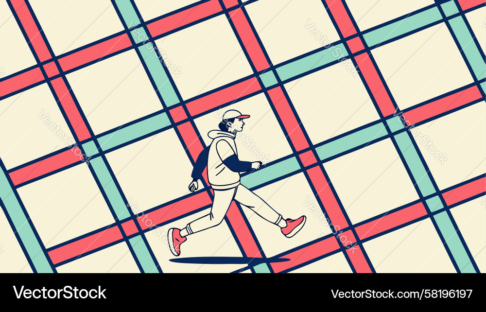 Dynamic Grid Pattern with Runner Vector Image