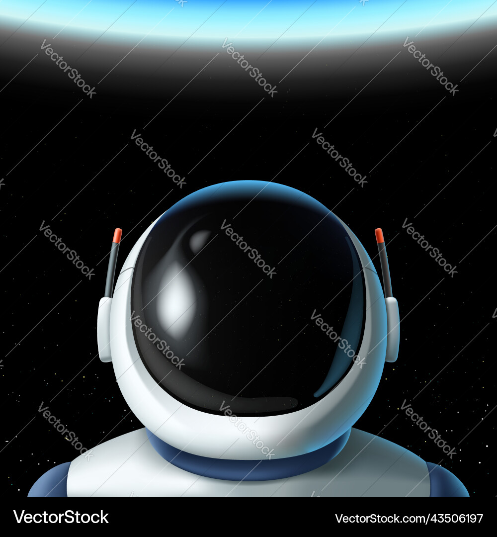 Futuristic astro man front view in space vector image