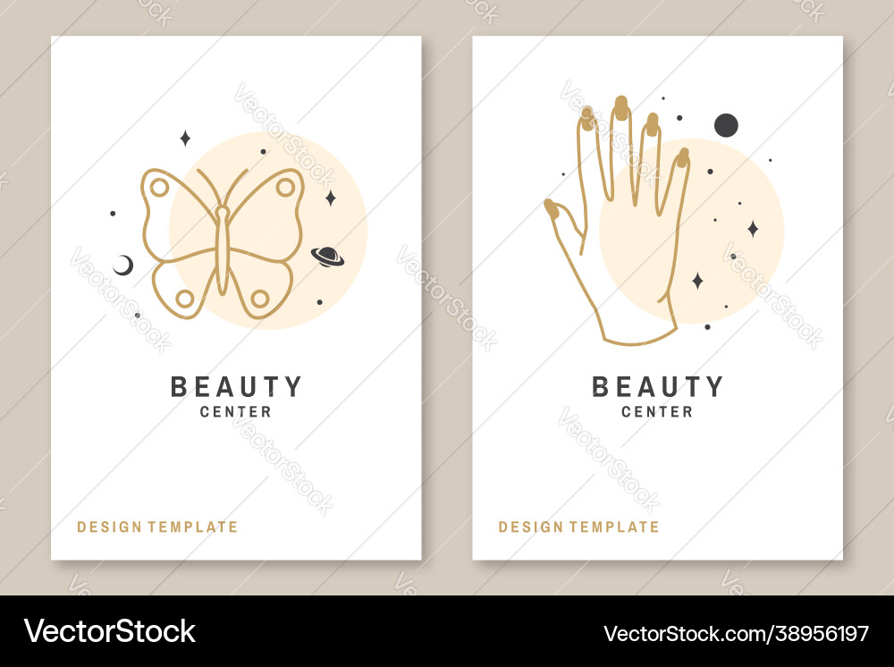 Hand with natural manicure and butterfly logo Vector Image