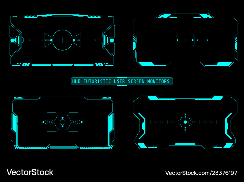 Hud futuristic user screen basic elements set vector image