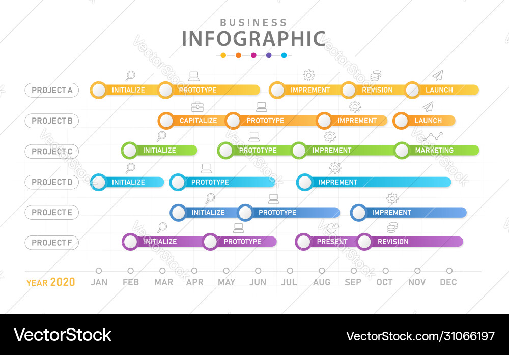 Infographic timeline gantt chart project planning Vector Image
