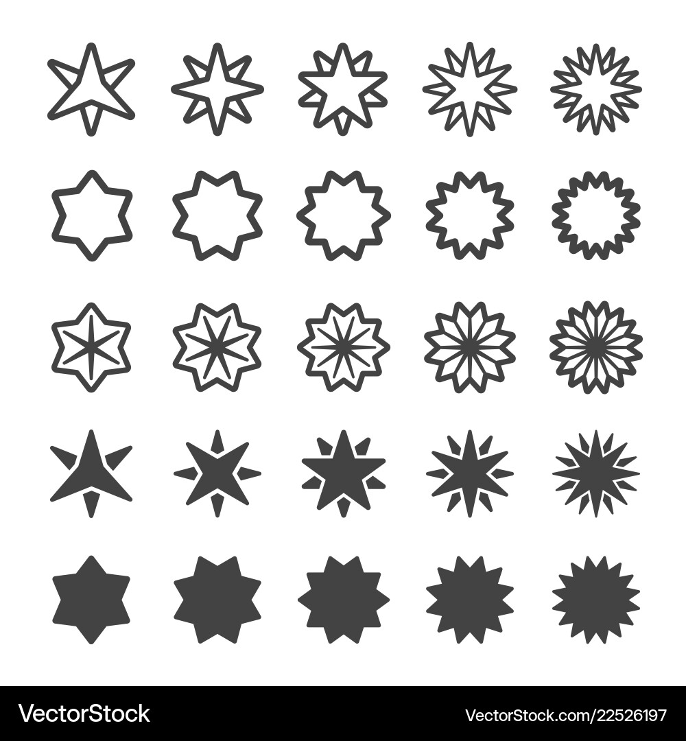 Multi-Pointed Star Icon Set – Royalty-Free Vector | VectorStock