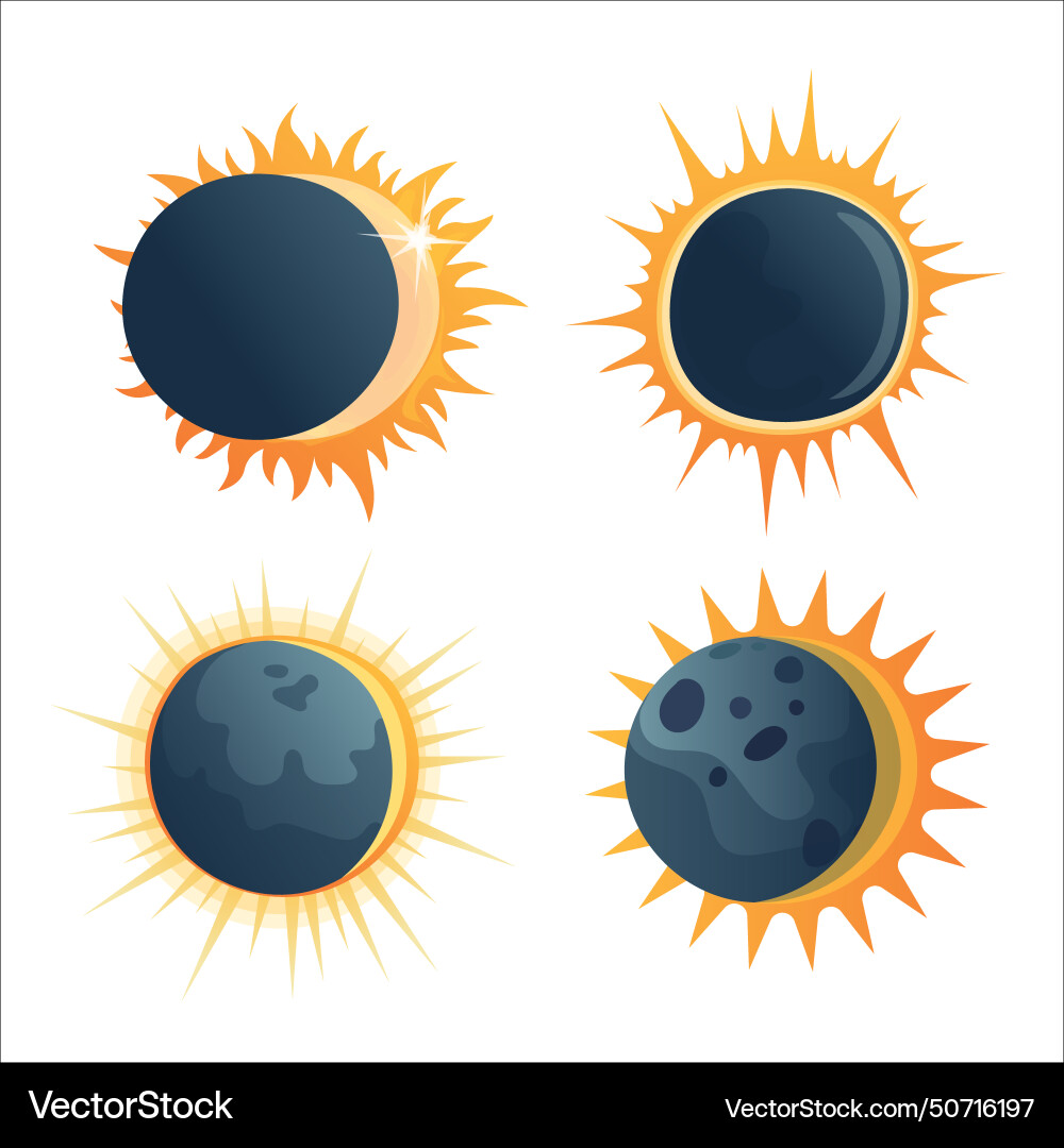 Set of solar eclipse compositions Set of solar eclipse compositions Vector Image