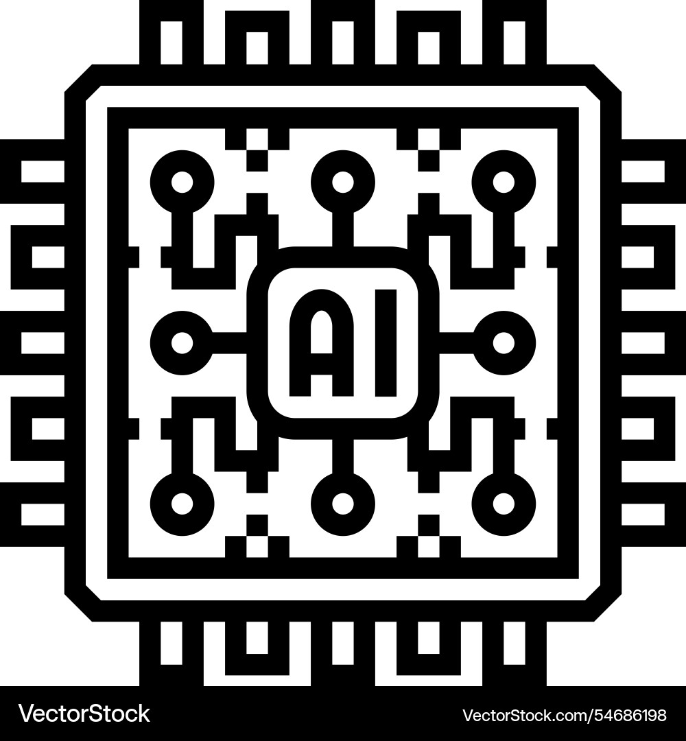 Ai optimization chip data center line icon Ai optimization chip data center line icon vector image