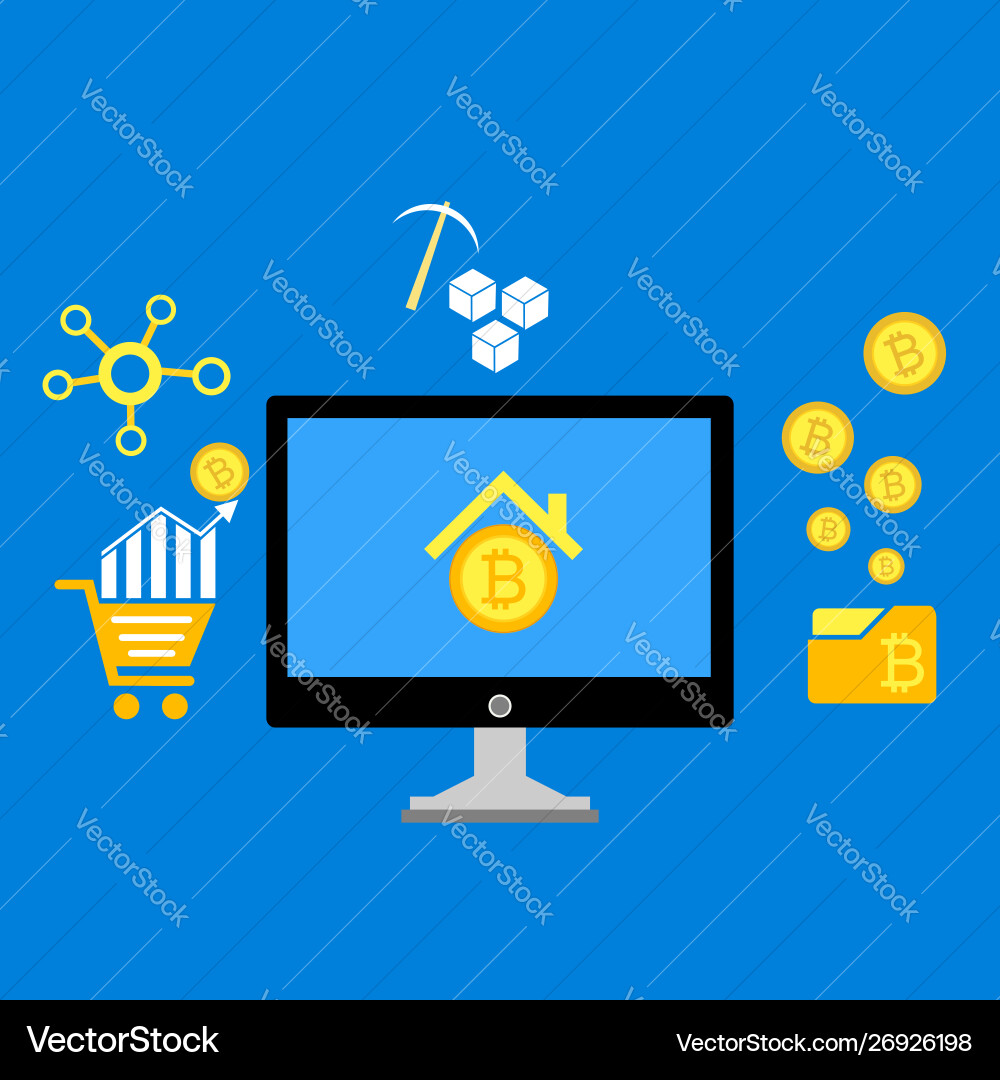 Blockchain scheme mining crypto currency server Vector Image