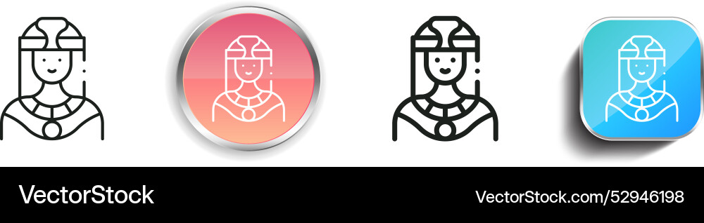 Cleopatra icon thin linear regular and button Cleopatra icon thin linear regular and button vector image