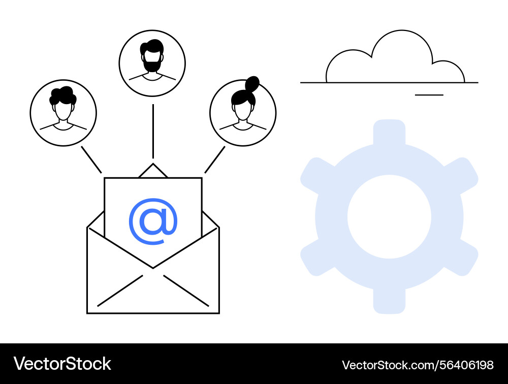 Email communication linking users with cloud Email communication linking users with cloud vector image