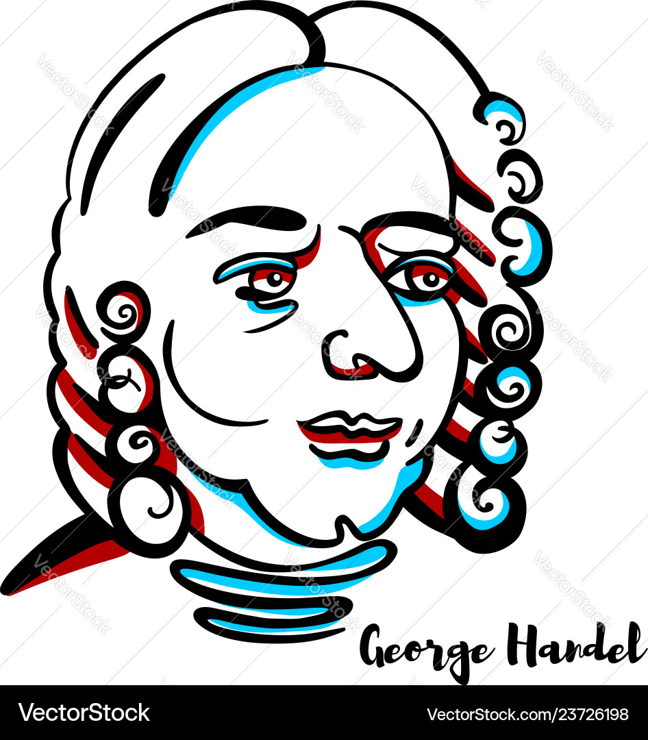 George handel portrait Royalty Free Vector Image