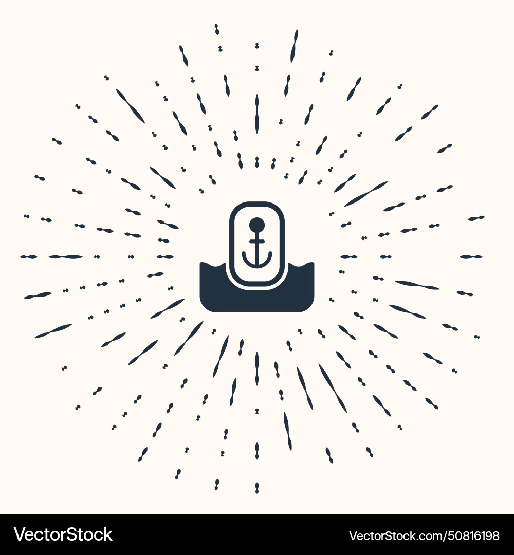 Grey map pointer with anchor icon isolated vector image