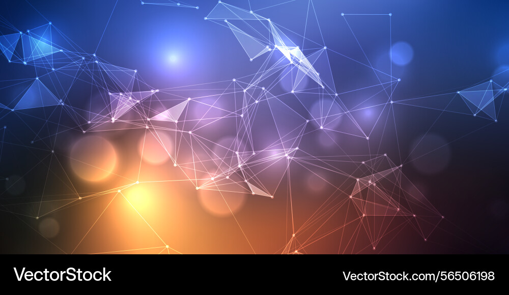 Modern banner design with bokeh lights and plexus Vector Image