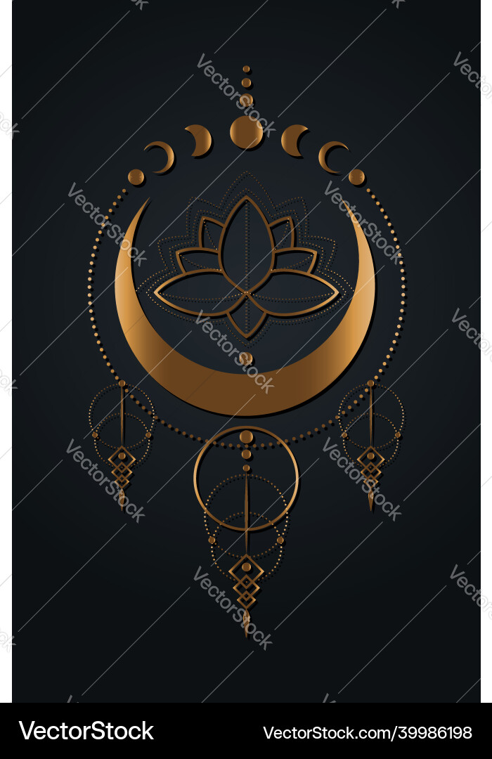 Mystische Mondphasen Lotus Blume heilige Geometrie Mystische Mondphasen Lotus Blume heilige Geometrie vektorbild
