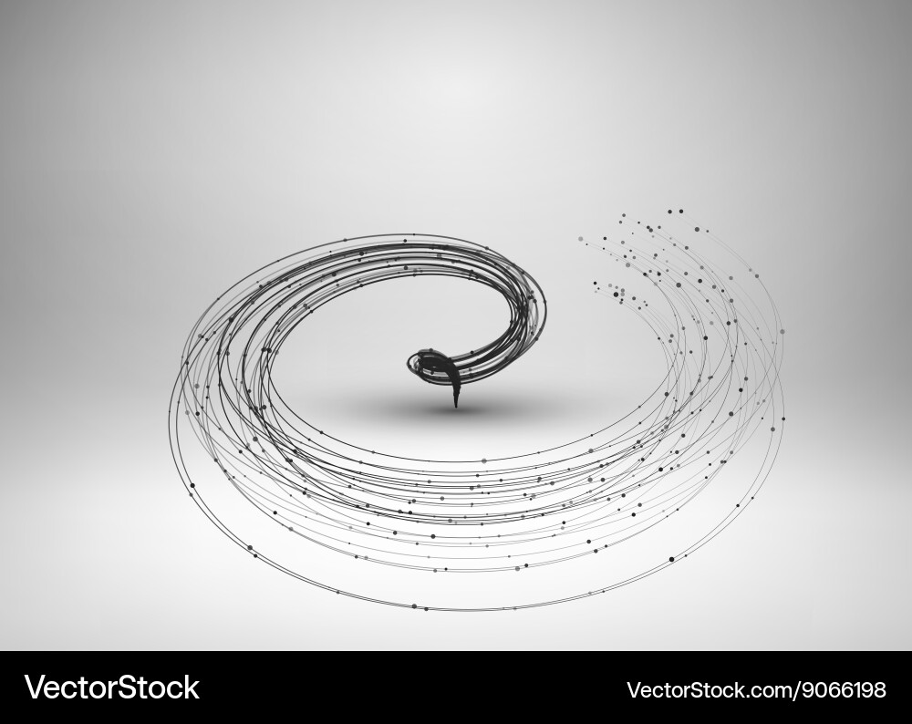 Tornado swirl with connected line and dots vector image