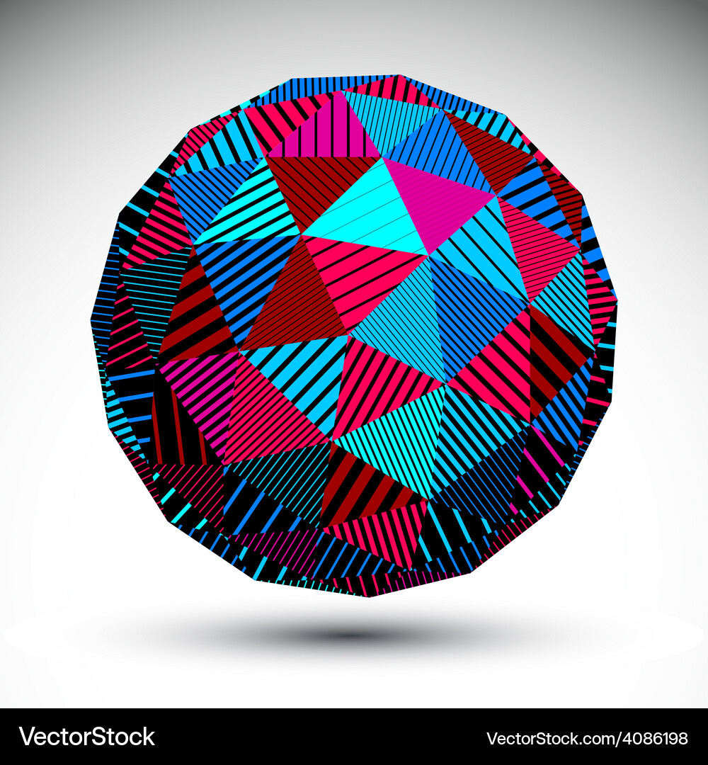 Triangular abstract dimensional striped sphere Vector Image
