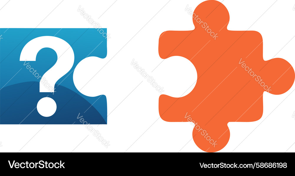 Two puzzle pieces with question marks unresolved Vector Image