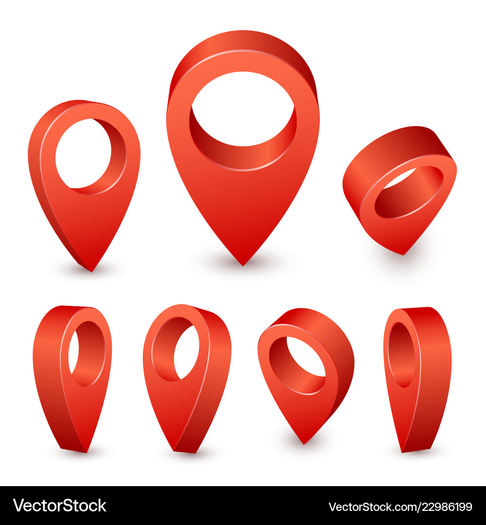 3D Red Pin Marker - Location Pointer vector image